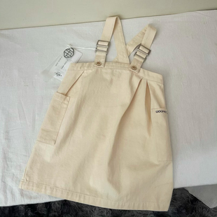 吾名堂品牌折扣女童春装新款休闲百搭背带裙纯棉纯色个性连衣裙
