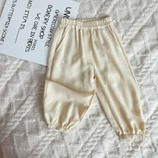 吾名堂品牌折扣夏装男女童百搭柔软灯笼裤薄款防蚊裤抖抖裤束脚裤