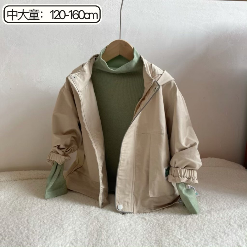 禾雀品牌折扣中大童男筒女童春季新款韩版宽松连帽休闲外套