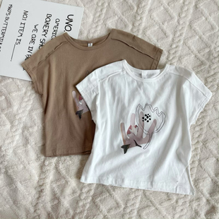 吾名堂品牌折扣女童夏装纯棉短袖T恤印花无袖百搭圆领背心上衣