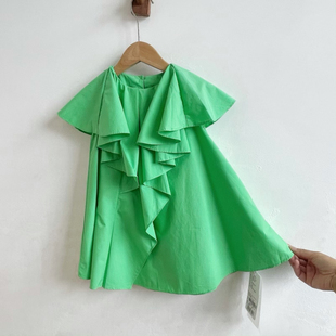 吾名堂品牌折扣夏装女童棉布连衣裙大荷叶边女宝宝背心裙公主裙