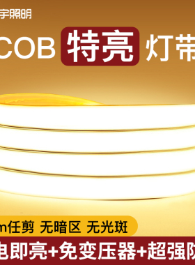 氛围灯带led灯条插电220v电视床头柜cob客厅吊顶自粘户外硅胶防水