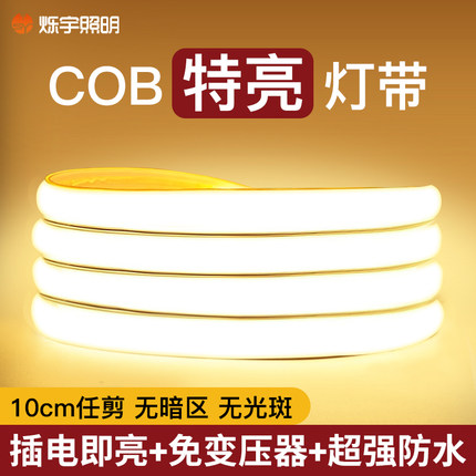 气氛灯带LED灯条插电220v电视床头柜cob客厅吊顶自粘户外矽胶防水
