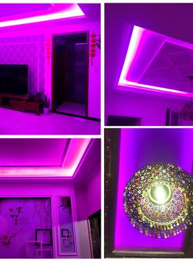 紫色led灯带紫光粉色灯带家用220v装饰浪漫创意超亮户外防水长条
