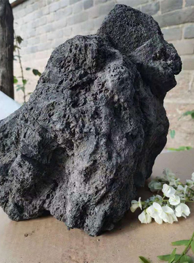 黑色火山石 别墅房室内软装酒店前台隔断大块 灰色生态造景火山岩