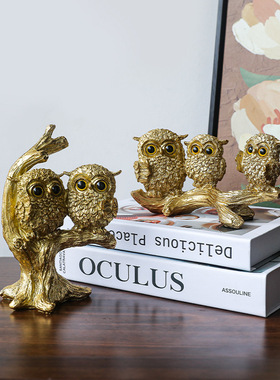 跨境美式猫头鹰树脂工艺品摆件创意家居装饰品客厅软装摆设摆件