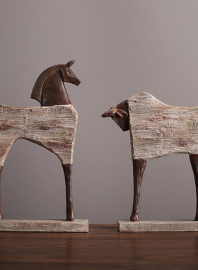 美式复古创意树脂工艺动物摆件样板间家用酒柜电视柜茶室乔迁礼品