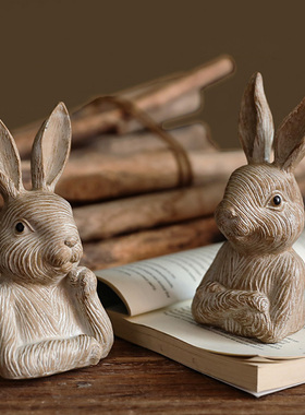 兔子动物乔迁雕塑摆件