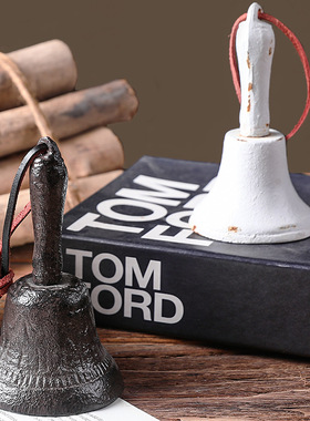 欧式简约复古做旧铸铁手摇铁铃铛家居摆件传菜铃餐桌铃摄影拍照道