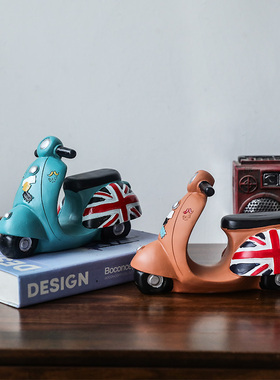 zakka树脂复古风摩托车存钱罐