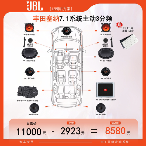 【东道主推荐】JBL丰田塞纳专用主动7.1无损升级方案