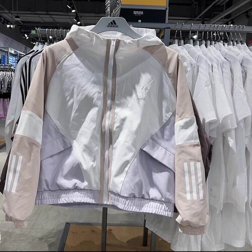 阿迪达斯小码连帽加绒保暖夹克跑步运动服撞色外套HY2813 HY2814