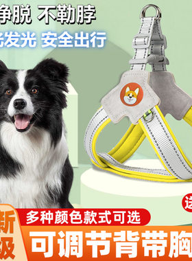 狗狗牵引绳胸背带背心式宠物遛狗绳中小型柴犬柯基比熊泰迪狗链子