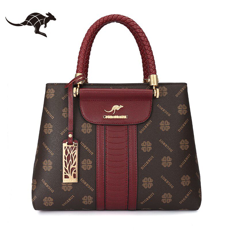 正品袋鼠女士真皮包2025新款手提包时尚头层牛皮斜挎包中年送妈妈