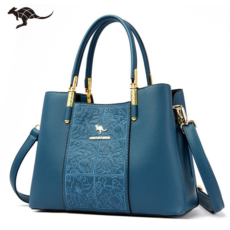 官方袋鼠包包女2025新款女士手提包中年妈妈包真皮复古斜挎包百搭