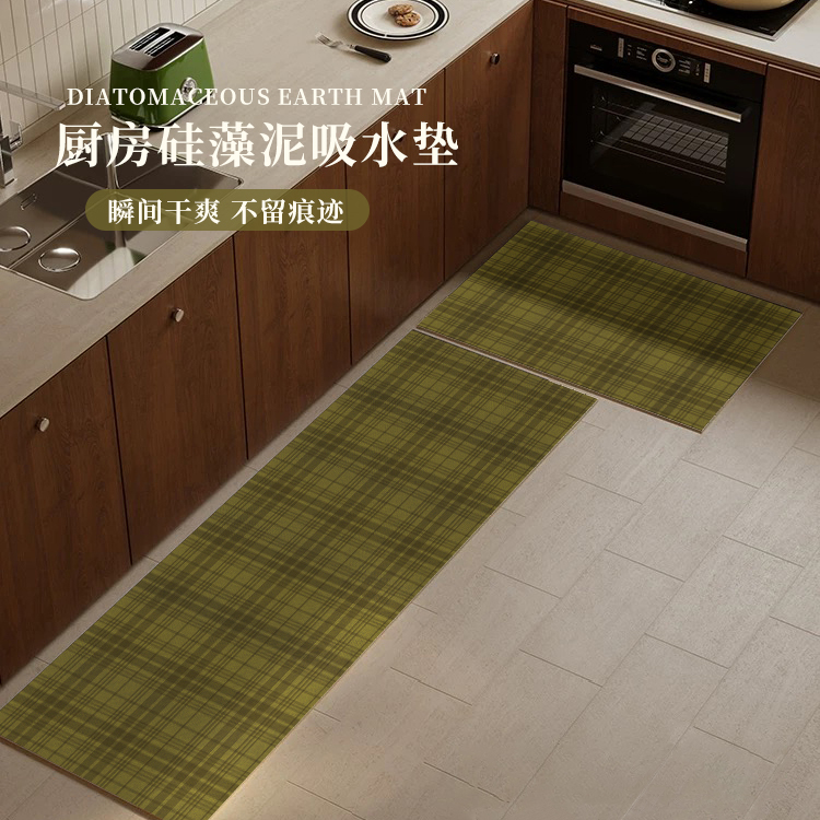 厨房专用脚垫家用复古风防滑吸水吸油耐脏硅藻泥软垫长条满铺地毯