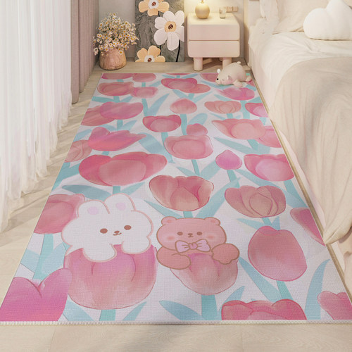 地毯卧室少女床边毯儿童房间学习桌地垫客厅书桌床边床尾耐脏地垫