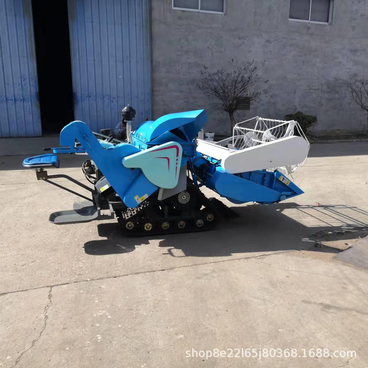 小麦水稻收割机 水旱两用履带式稻谷收获机 手推式水稻联合收割机