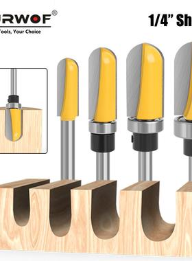 1/4柄 4pc仿型深圆底刀圆底线型刀电木铣雕刻机锁孔刀木工铣刀
