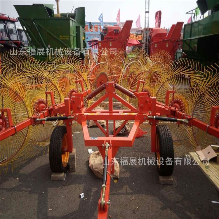 拖拉机后置小麦秸秆指盘搂草机 率垄地双旋式搂草机价格