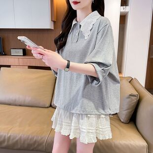 纯棉遮肚子新爆款胖mm大码绝美短袖t恤女初高中学生洋气时髦上衣