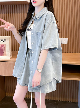 不掉色牛仔两件套女夏季