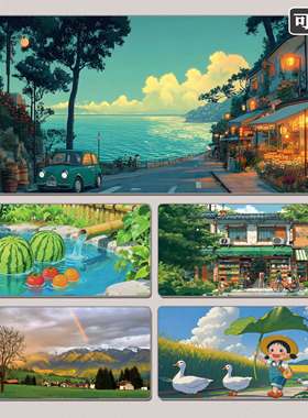 治愈系鼠标垫超大绿色护眼女生高颜值桌垫卡通办公桌键盘垫定制