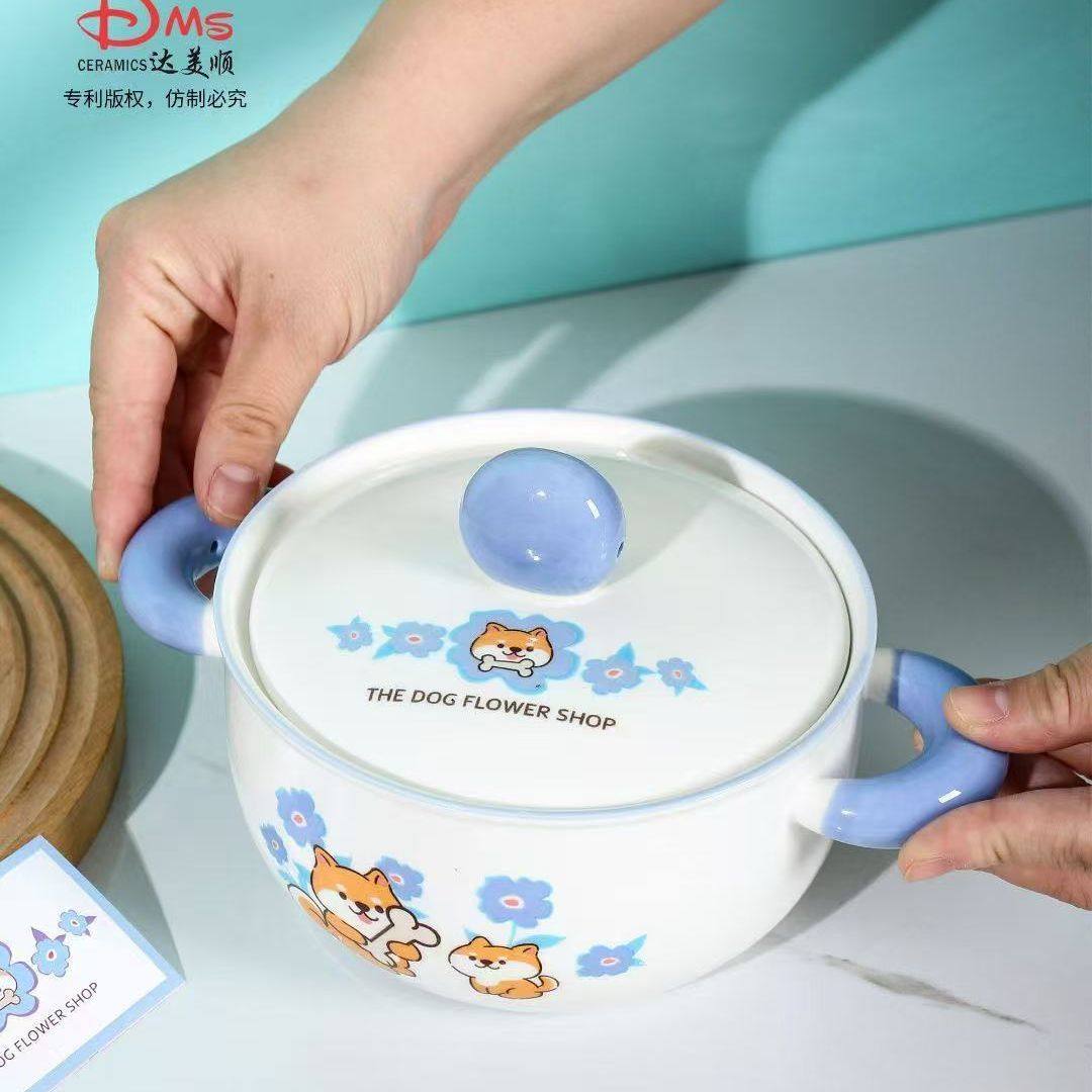 泡面碗带盖新款卡通可爱学生宿舍上班族饭盒家用汤碗盘陶瓷泡面杯,餐饮具,泡面碗,淘宝优惠券,粉丝福利购,淘宝优惠卷