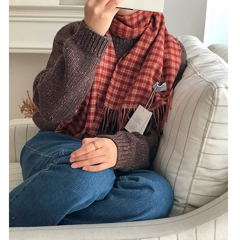 红色圣诞格子围巾简约复古女秋冬百搭加厚披肩高级感围脖纯羊毛男,服饰配件/皮带/帽子/围巾,围巾/丝巾/披肩,淘宝优惠券,粉丝福利购,淘宝优惠卷