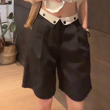 LUNA“一定入手”麻吉啦白边撞色丝滑垂感西装短裤
