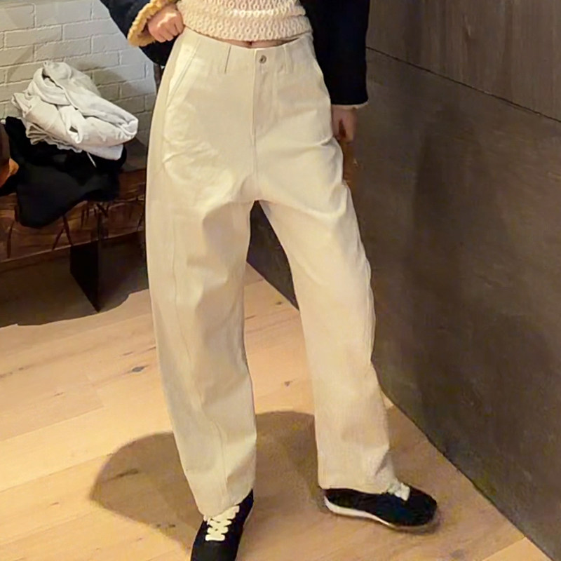 LUNA“拉美白牛”灰白宽松低裆弯刀牛仔裤