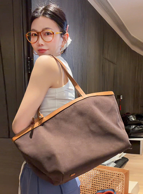 LUNA“昂贵”the row牛皮美式双面帆布托特包