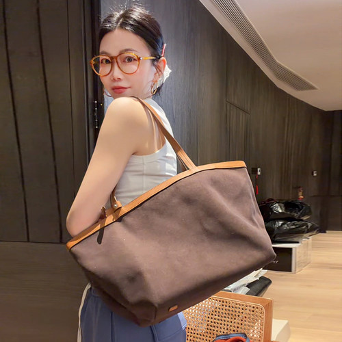 LUNA“昂贵”the row牛皮美式双面帆布托特包