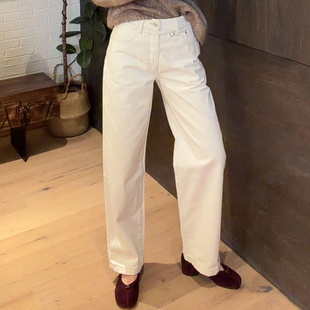 row秋冬灰白牛仔宽松直筒百搭牛仔裤 LUNA 万搭牛
