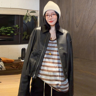 夹克捏褶皮衣外套 新西兰绵羊皮短款 LUNA 幂同学