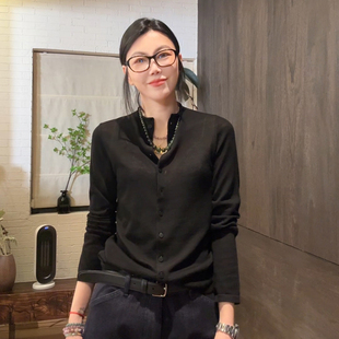 春季 100羊毛 薄款 开衫 悠静 LUNA 伦敦小众设计师牌