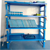 温泉会所PVC防水全塑货架泳池用品收纳货架浴所展示架多层置物架