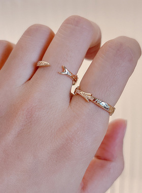 双鱼座小鱼尾开口戒指可调节