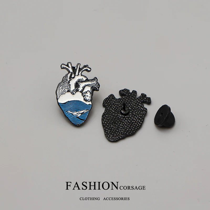 Сердце, бренд японский мультфильм брошка, милый морской значок, рюкзак, пенал, булавка
