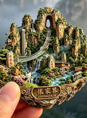 【张家界冰箱贴】湖南天门山（天门洞）金鞭溪十里画廊旅游纪念品
