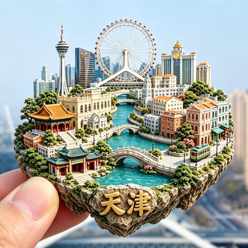 【天津冰箱贴】万国建筑博览苑天津之眼天塔旅游打卡纪念磁吸贴饰