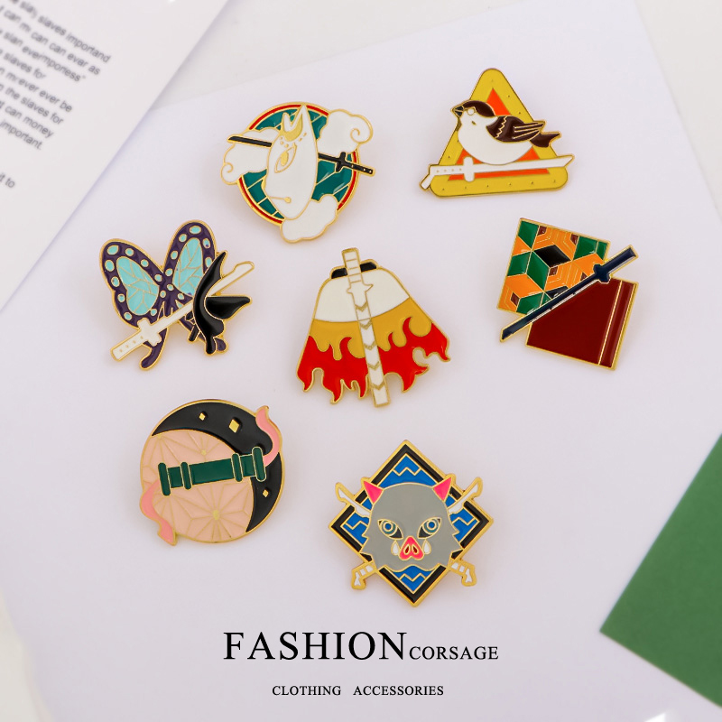 鬼灭之刃动漫周边卡通胸针蝴蝶忍炭治郎祢豆子我妻善逸金属徽章潮