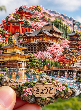 【京都冰箱贴】日本京都经典古寺地标红色伏见稻荷鸟居旅游纪念品