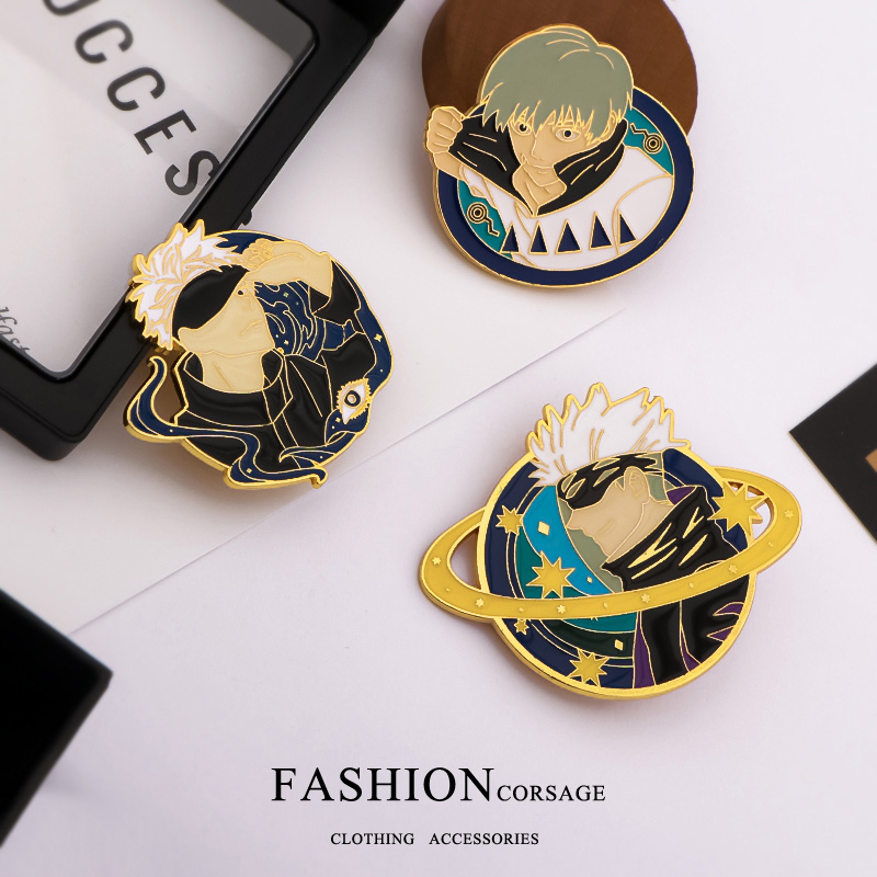 咒术回战周边五条悟狗卷棘金属胸针ins学生个性徽章衣服包包配饰