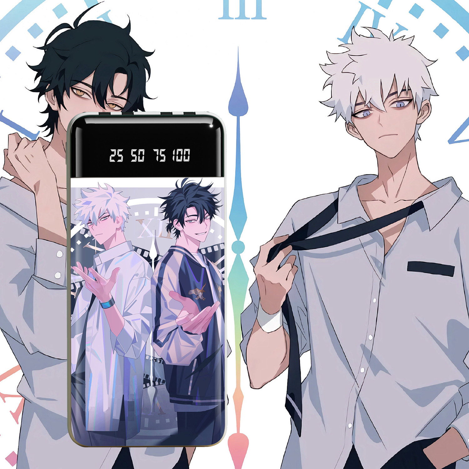 时光代理人充电宝20000毫安数显自带四线快充动漫周边来图定制潮