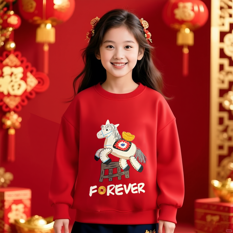 母子母女装新年拜年服全家装