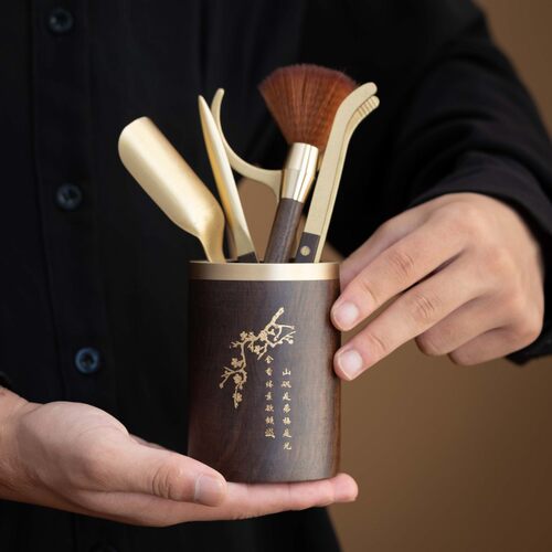 茶道六君子黑檀铜木功夫茶具零配