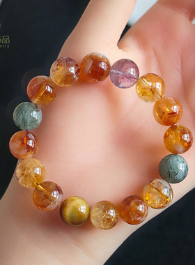 【招财暴富2.0】天然黄水晶黄塔晶手链女金虎眼财运事业水晶手串