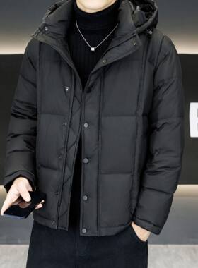 情侣羽绒服男女2025冬季新款连帽短款加厚保暖防寒面包服百搭外套