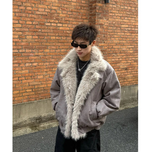 淩君studIo 冬季座山雕新款短款加厚夹棉翻毛领休闲时尚男款外套